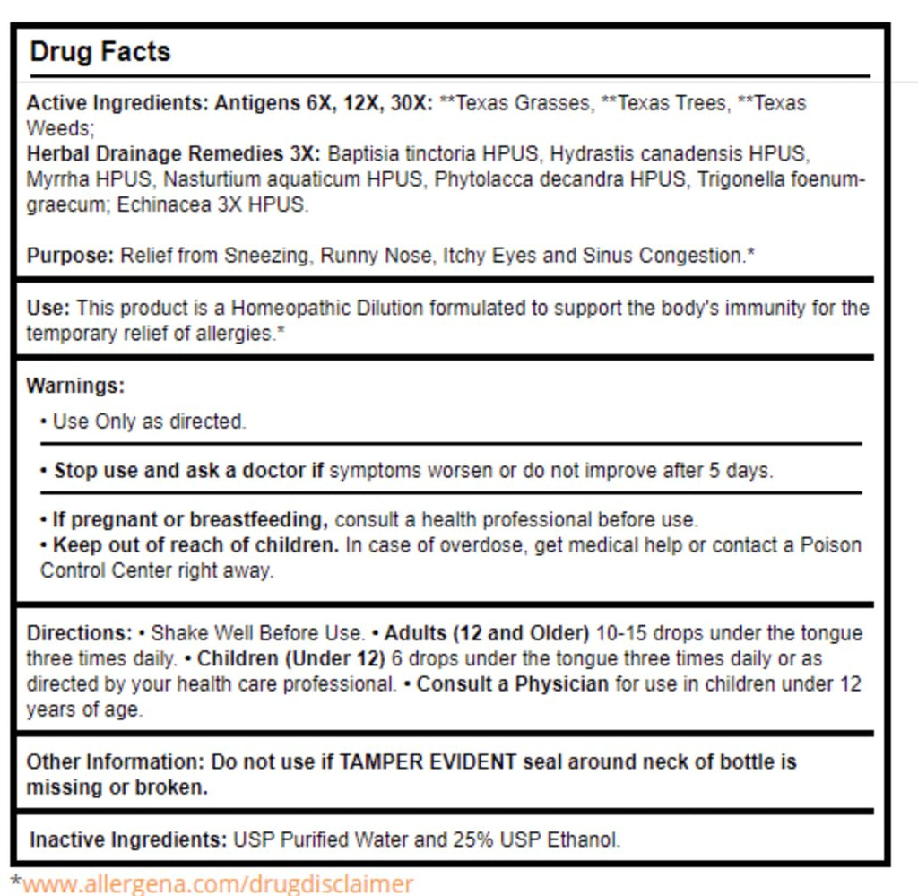 PROGENA - Allergena Texas Trees - Allergy Relief Drops (1 Fl Ounce) - image 4