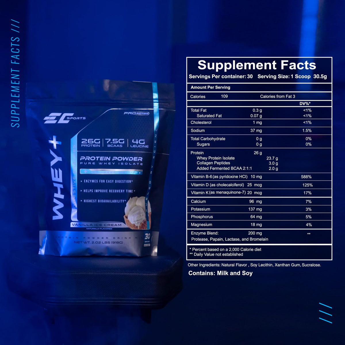 EC Sports Whey+ Protein Powder: Superior Absorption Whey Isolate