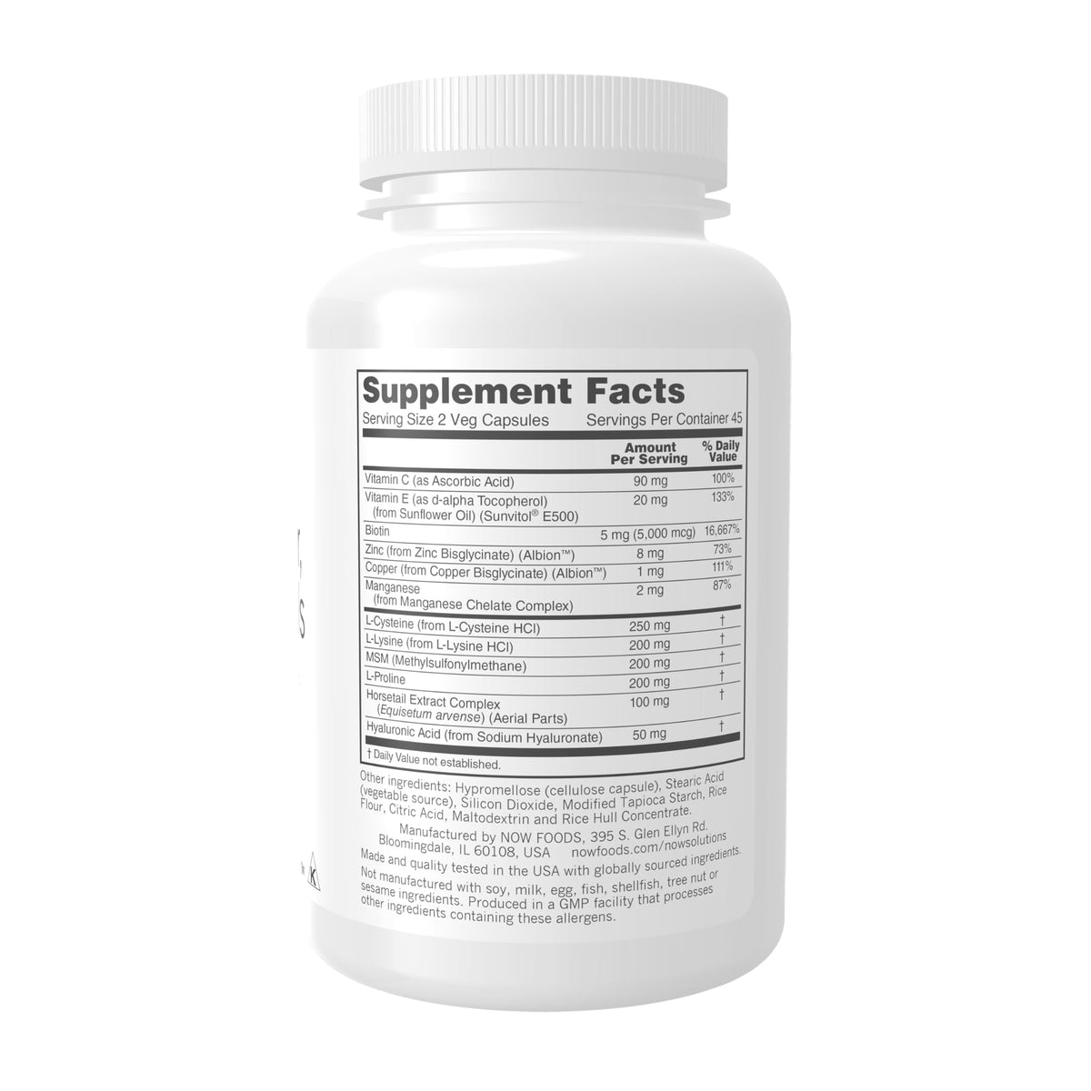 NOW Solutions Vegan Hair, Skin & Nails - 90 Vegetarian Capsules - image 2