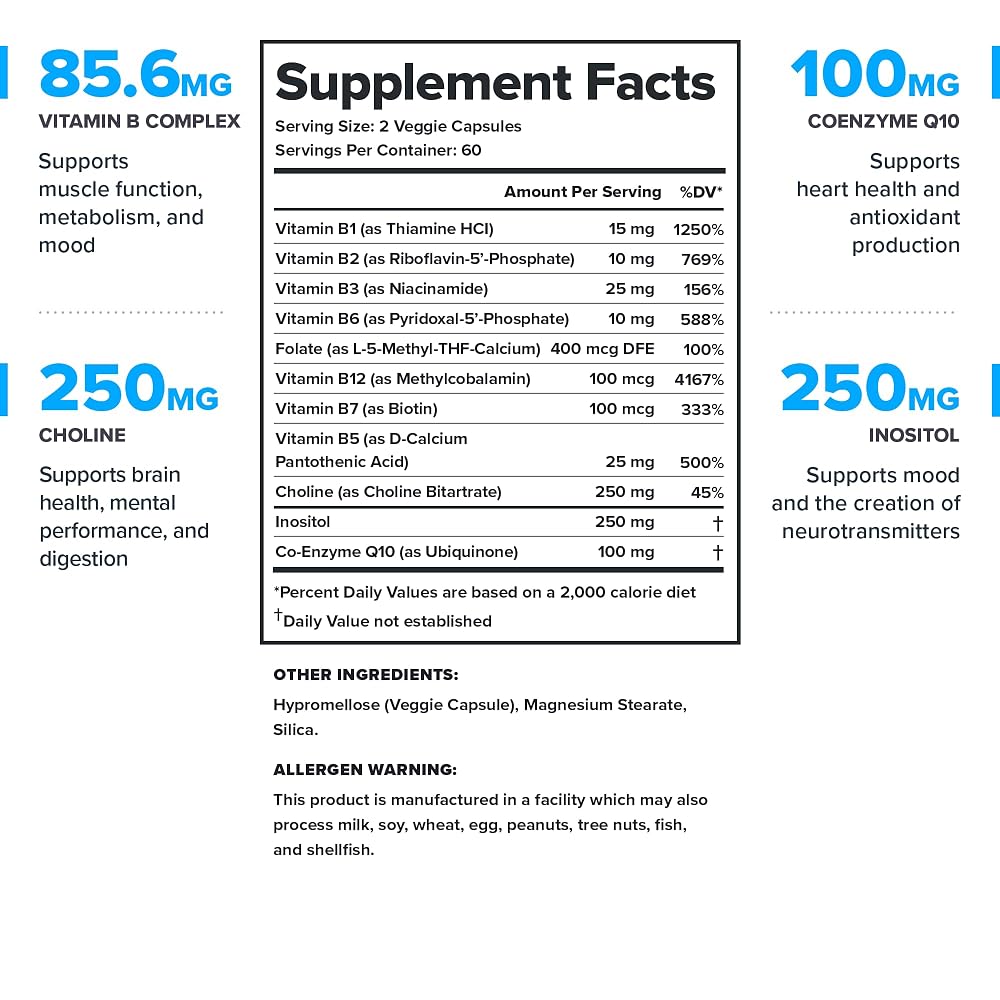 Legion Vitamin B-Complex with CoQ10 - 120 Capsules - image 2