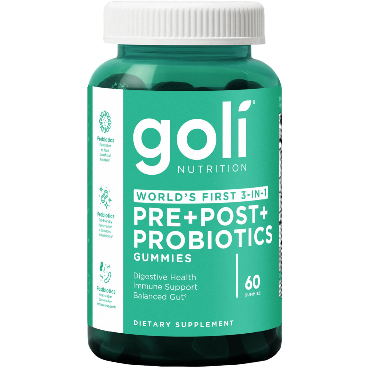 Goli Pre Pro Postbiotic Gummies - Worlds First 3-in-1 Formula