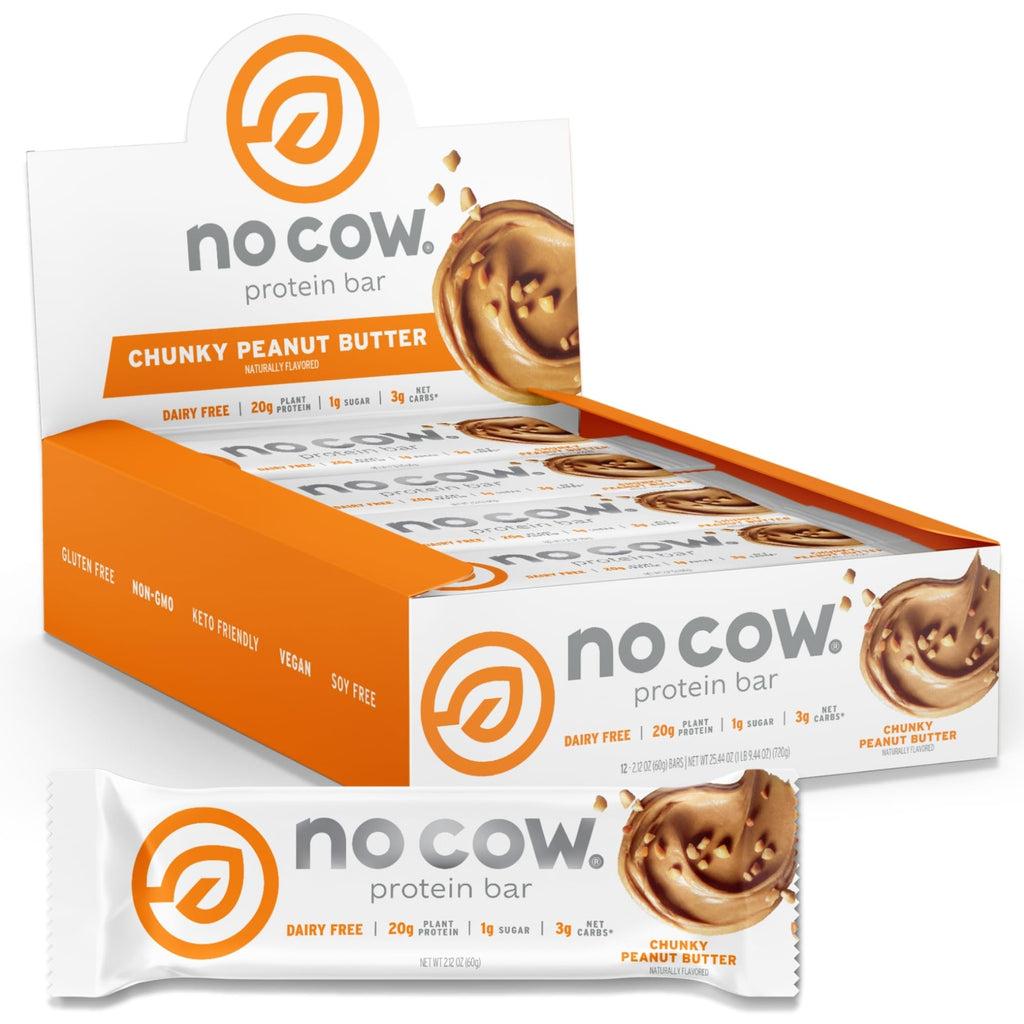 No Cow Chunky Peanut Butter Vegan Protein Bars - 12 Pack