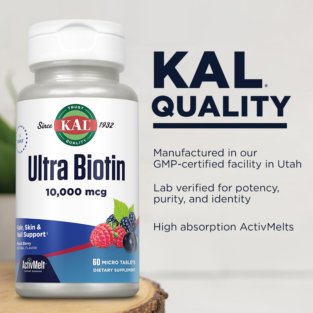 KAL Ultra Biotin 10000mcg for Hair, Skin & Nails - 60 Tablets - image 4