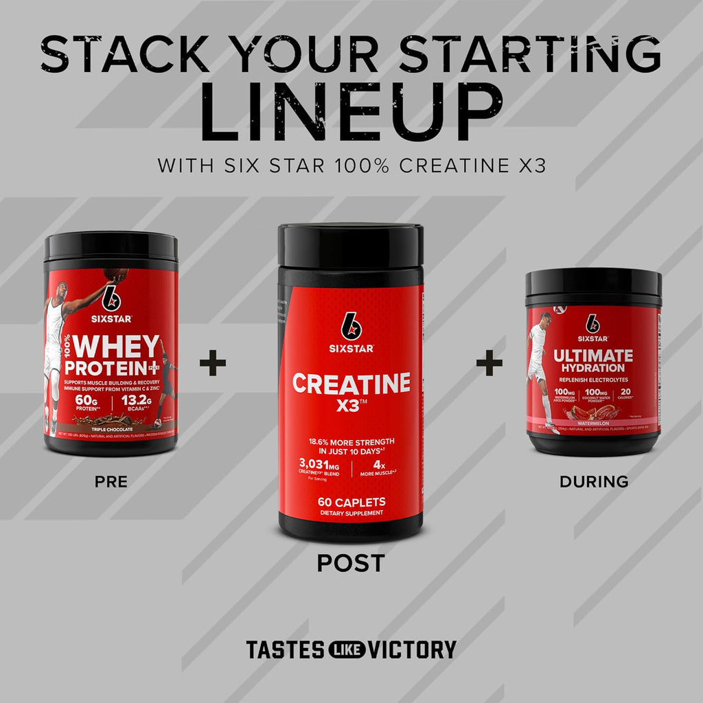 Six Star Creatine X3 Muscle Strength Support - 60 Caplets - image 5