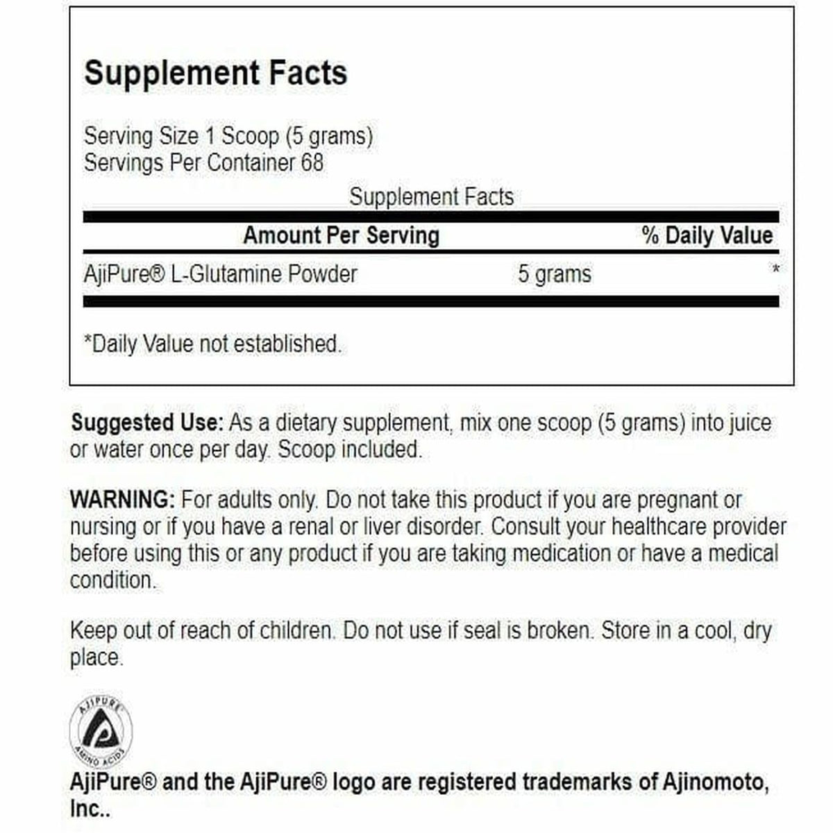 Swanson Amino Acid Ajipure L-Glutamine Powder - 12 oz - image 2