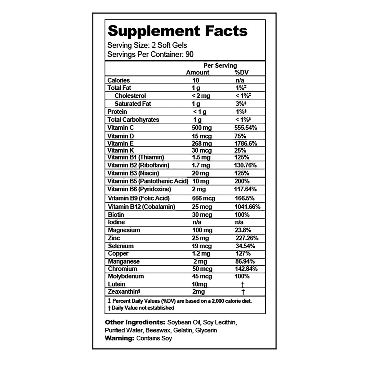 Visual Advantage Lunovus Macular Support Plus Multivitamin - 180 Softgels - image 2