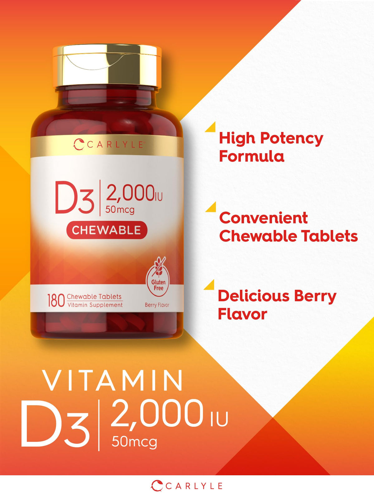 Carlyle Chewable Vitamin D3 2000 IU - 180 Tablets - image 4