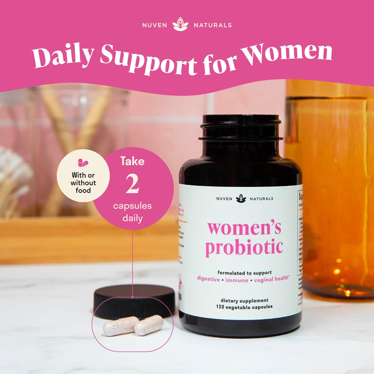 Nuven Naturals 3-in-1 Womens Probiotic - 120 Capsules - image 4