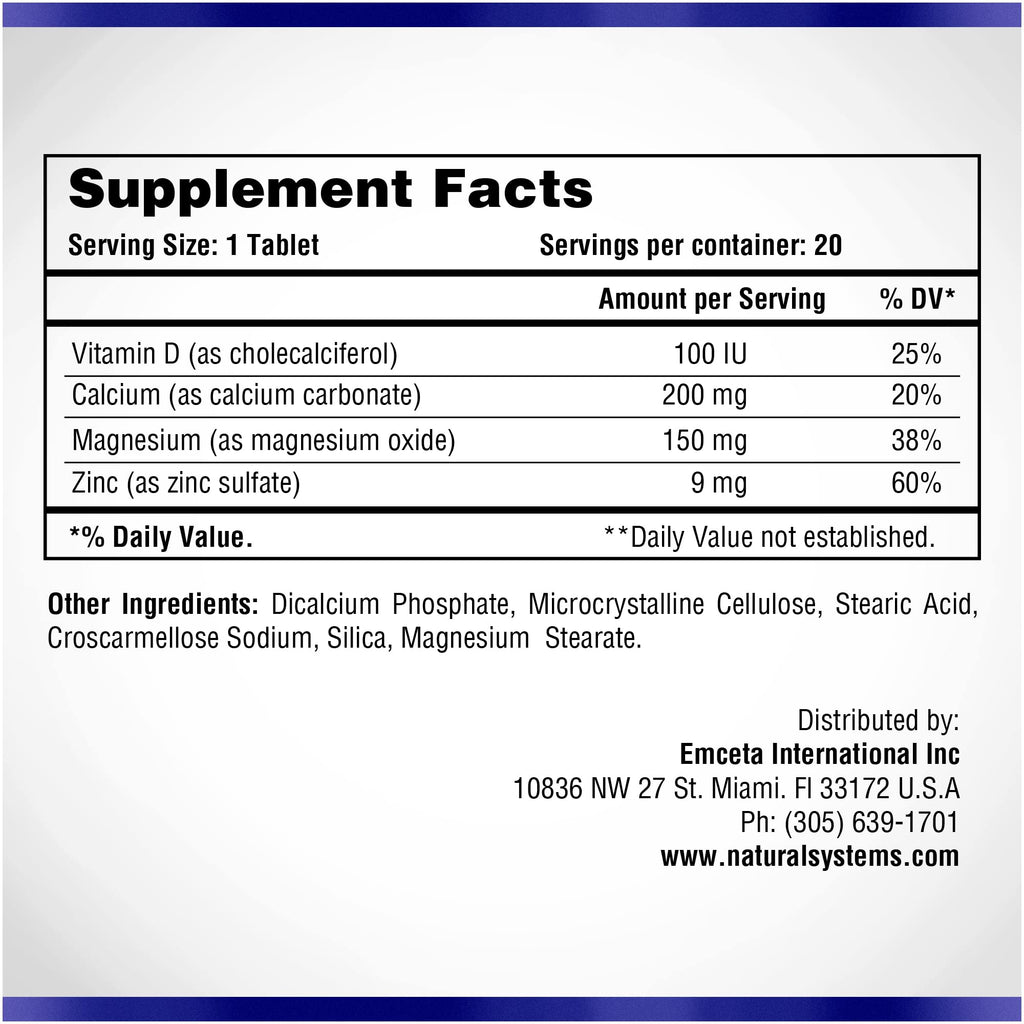 Natural Systems Calcium Magnesium Zinc Vitamin D - 60 Tablets - image 2