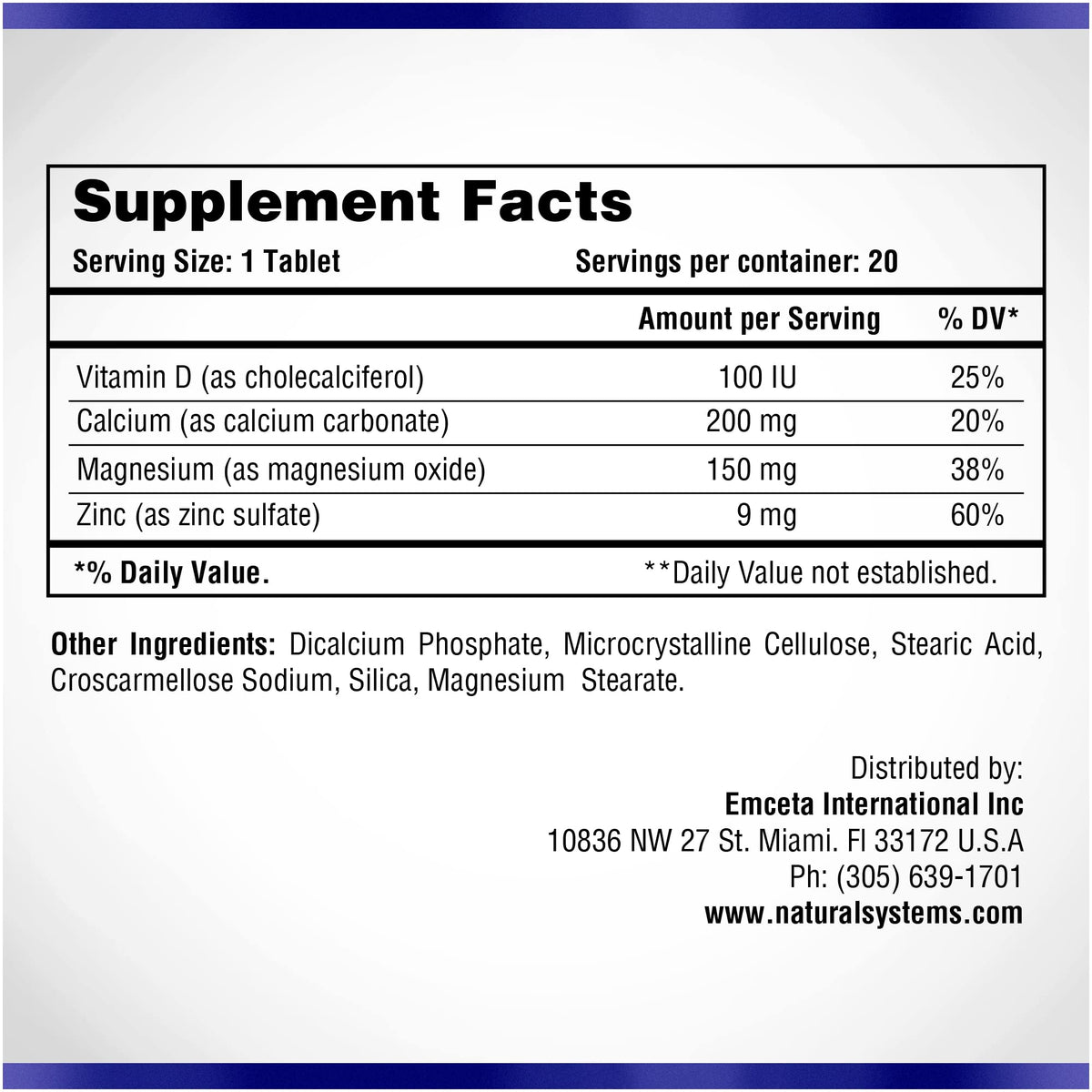 Natural Systems Calcium Magnesium Zinc Vitamin D - 60 Tablets - image 2
