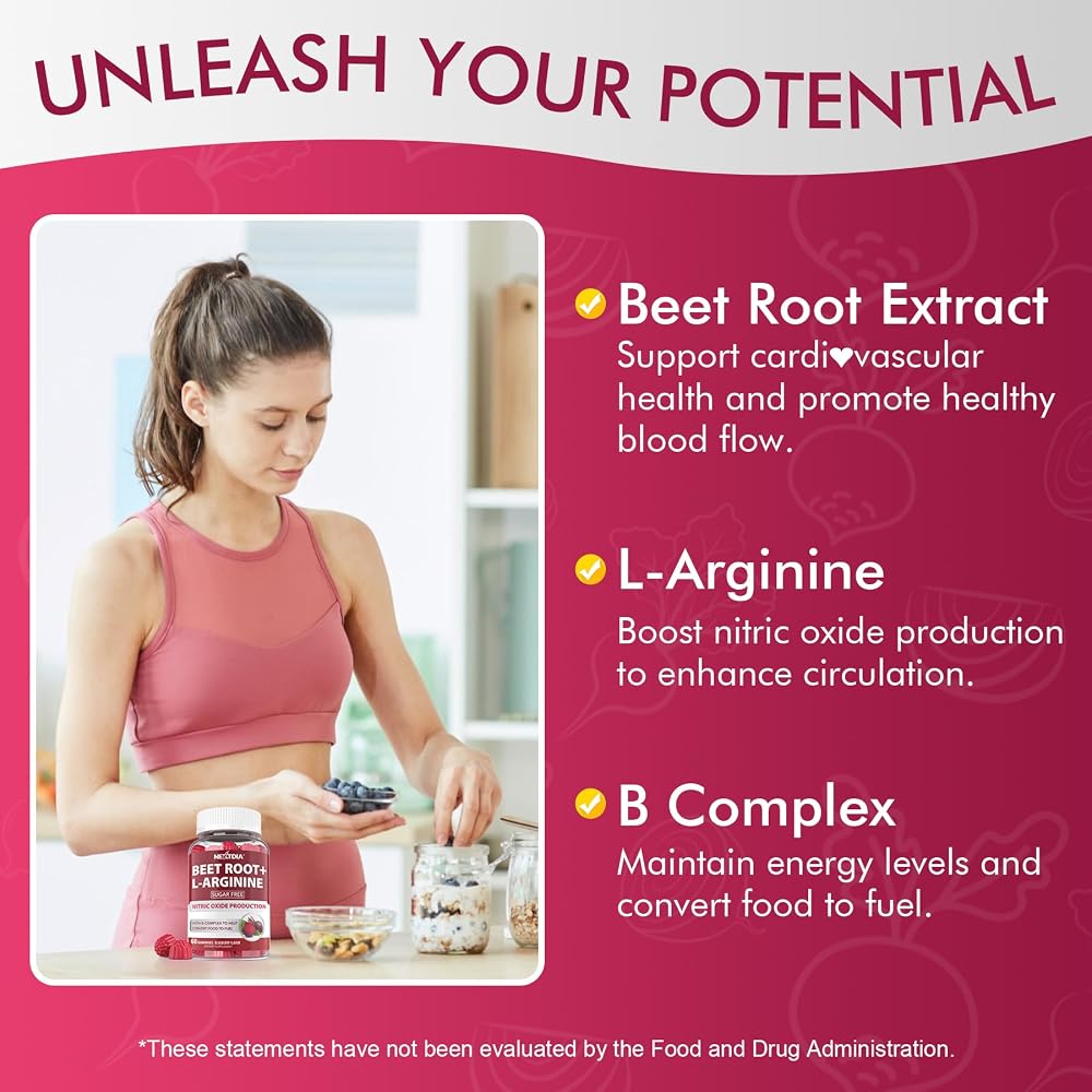 Nextdia Sugar Free Beet Root Gummies with Nitrates + L-Arginine 1400mg