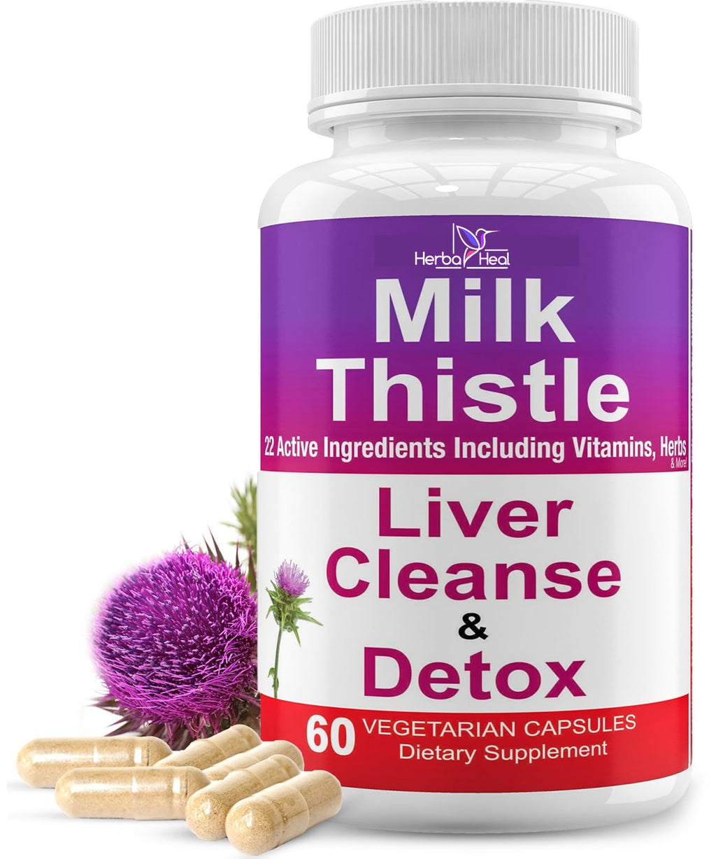Herba Heal Liver Cleanse Detox Milk Thistle Supplement - 60 Capsules