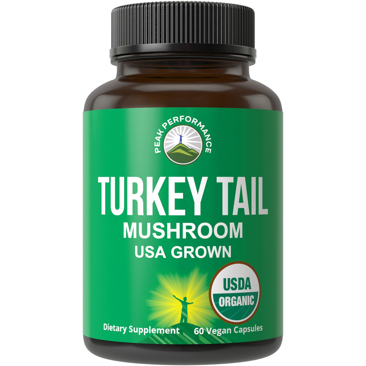Peak Performance Organic Turkey Tail Mushroom Capsules - 60 Count