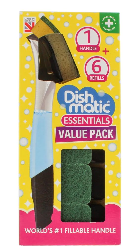 Dishmatic Dishwashing Brush Handle with Refills - 1 Handle & 6 Refills