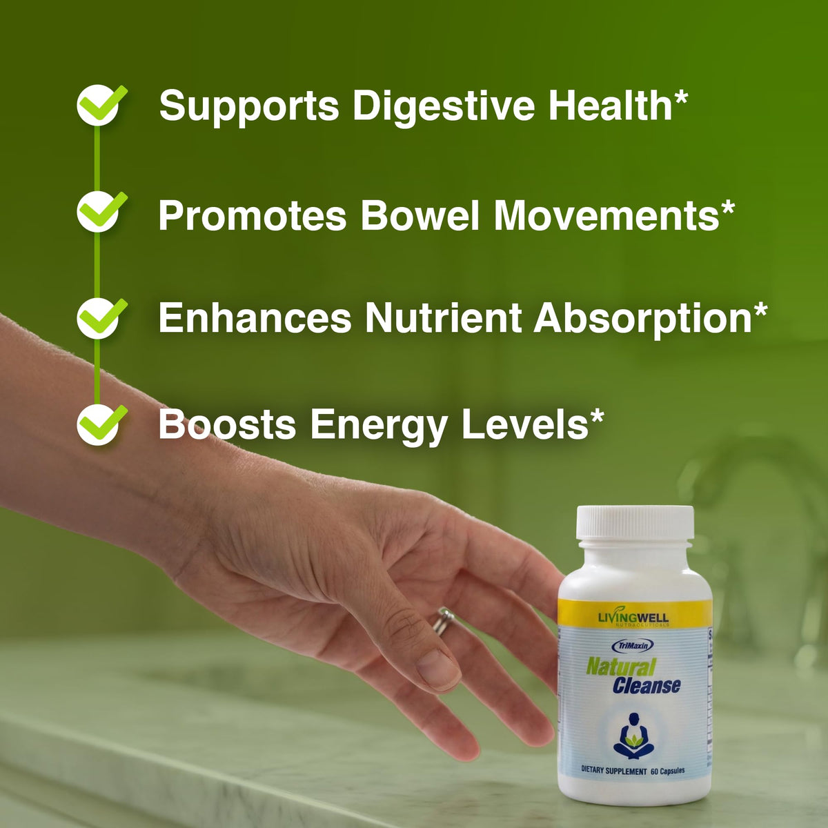 Natural Cleanse Fiber Supplement with Psyllium Husk & Probiotics - 60 Capsules - image 4