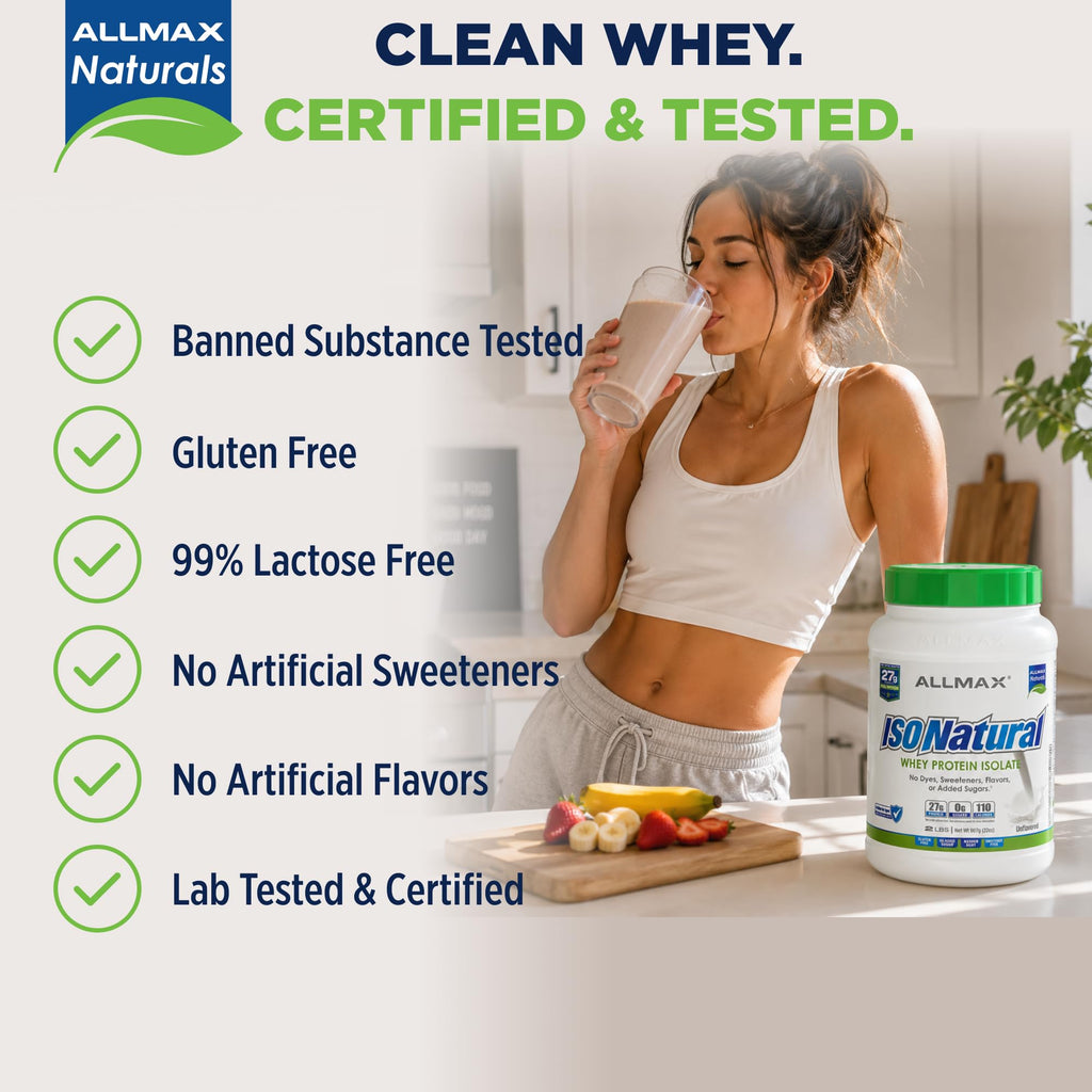 ALLMAX ISONATURAL Whey Protein Isolate Powder Unflavored - 2 lb - image 4