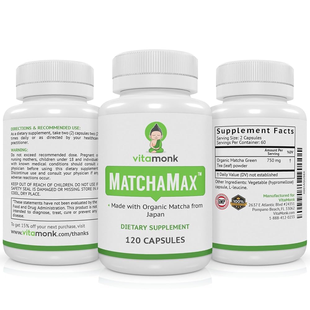 VitaMonk Organic Japanese Matcha Green Tea Pills - 120 Capsules - image 9