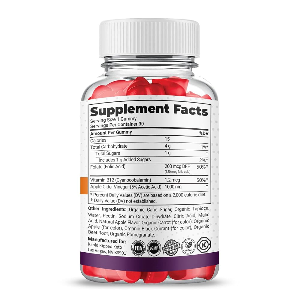 Gold Nutra Rapid Ripped Max+ ACV Gummies 2X Stronger - 2 Pack - image 5