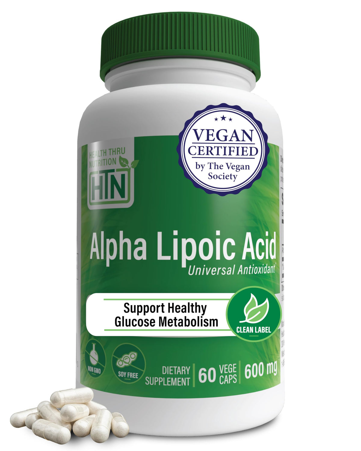 Health Thru Nutrition Alpha Lipoic Acid (ALA) 600mg Vegecaps - Vegan