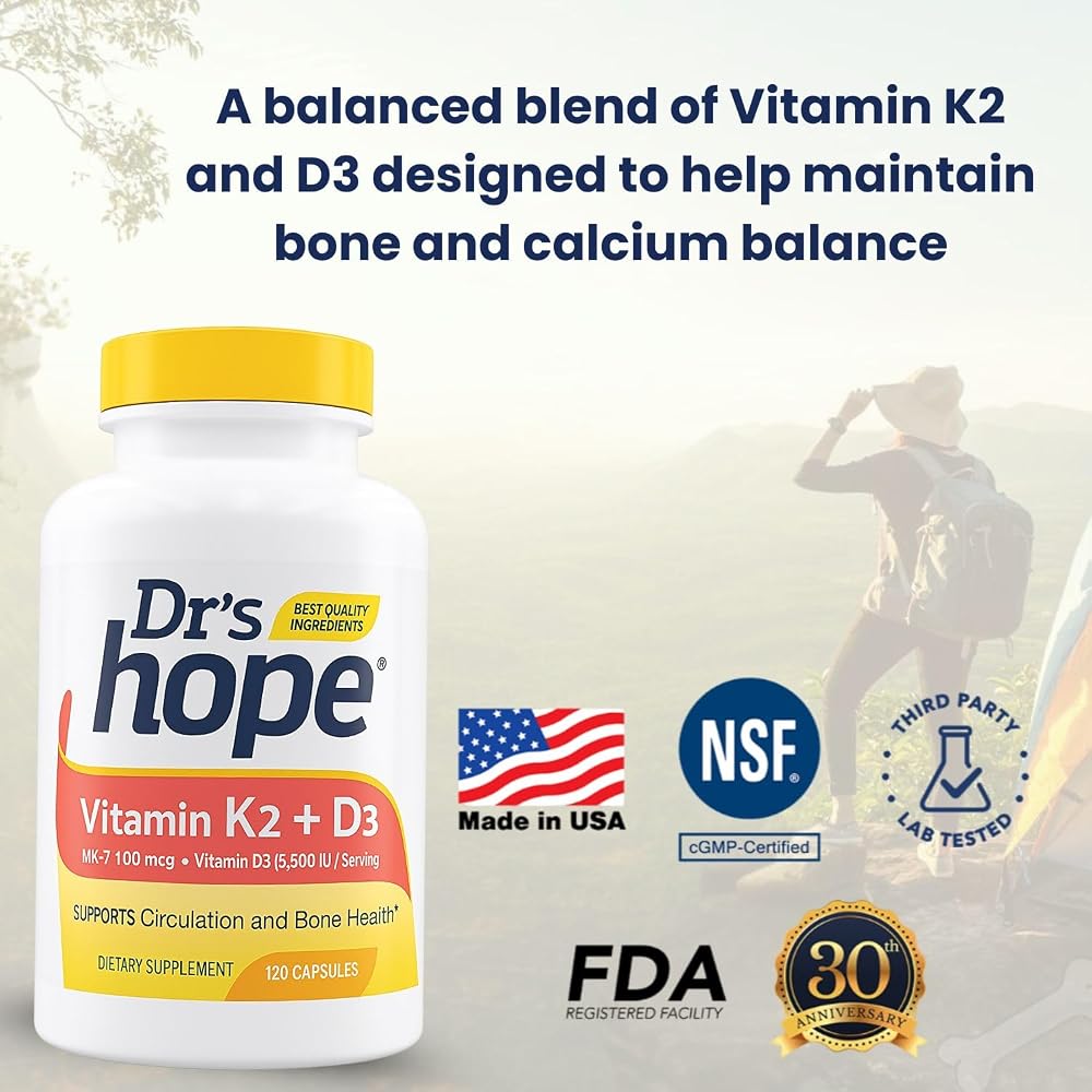 Dr’s Hope Dr's Hope Vitamin K2 MK-7 + D3 5000 IU Bone Support - 120 Capsules - image 4