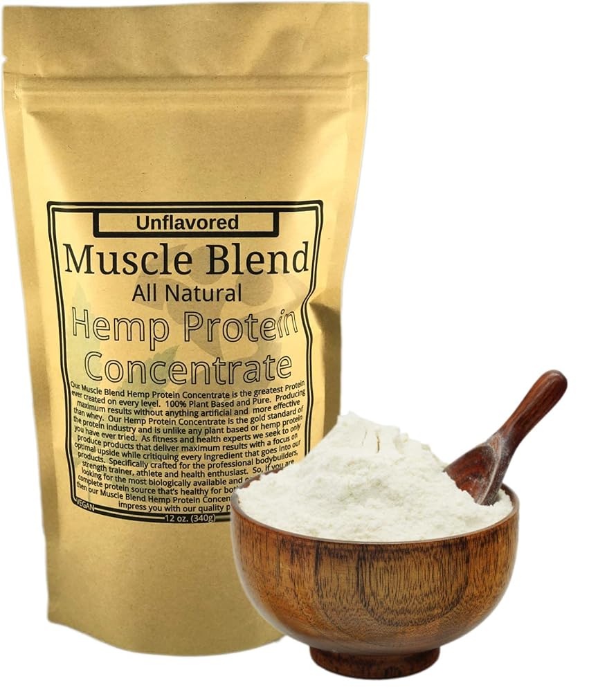 Muscle Blend Hemp Protein Concentrate Powder Raw Vegan - 12 oz