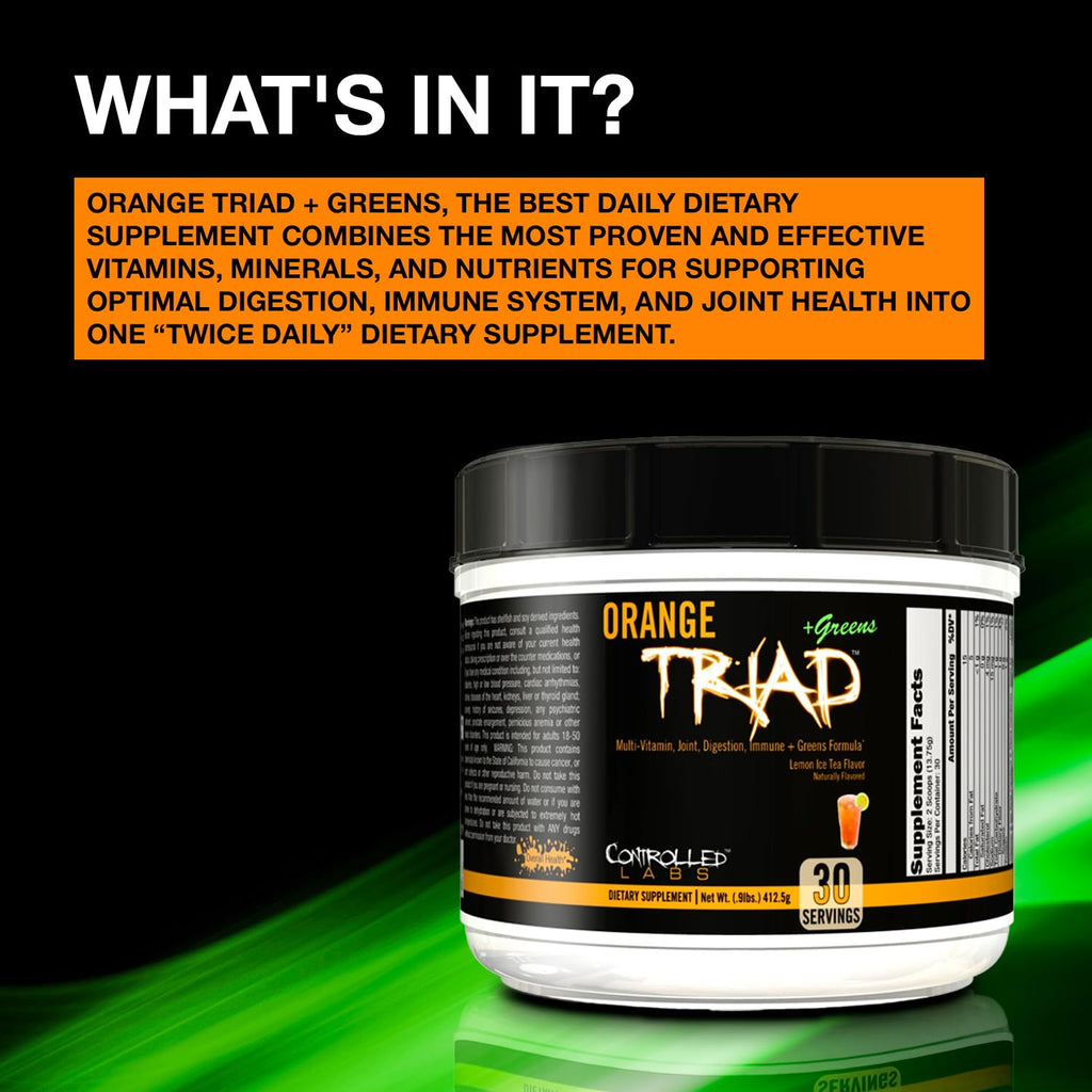 CONTROLLED LABS Orange Triad + Greens Multivitamin Powder - 30 Servings - image 5