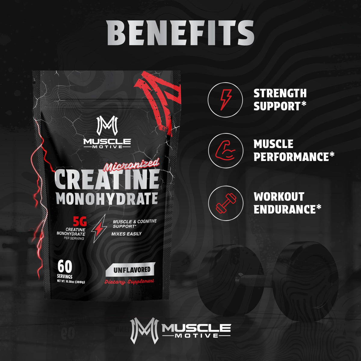 Muscle Motive Creatine Monohydrate Powder Unflavored - 300g - image 2