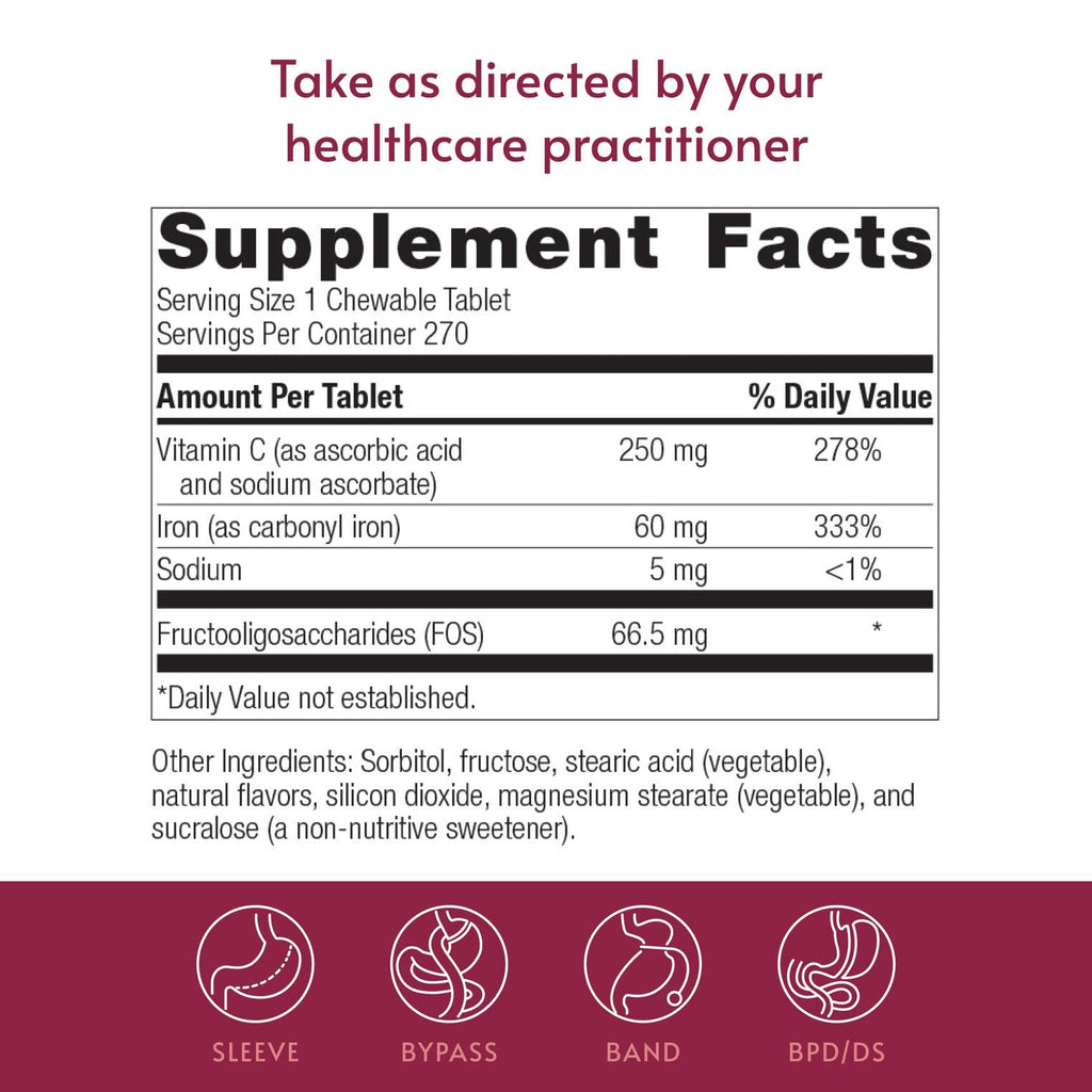 Bariatric Advantage Chewable Iron 60 mg Lemon Lime - 270 Tablets - image 4