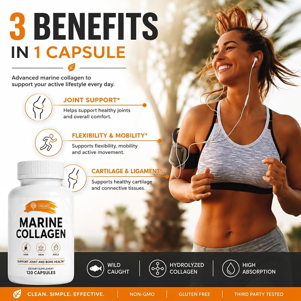 SIRUNES Marine Collagen Peptides - 120 Capsules - image 3