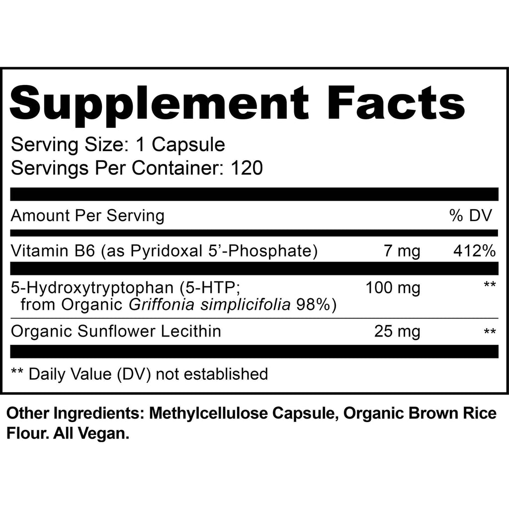 MoxyVites 5HTP 100mg Supplement with B6 - 120 Vegan Capsules - image 2