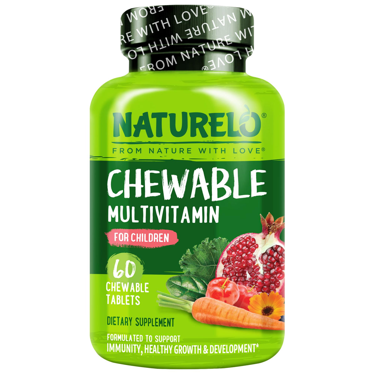 NATURELO Kids Multivitamin Chewable Organic Fruit Blend - 60 Tablets