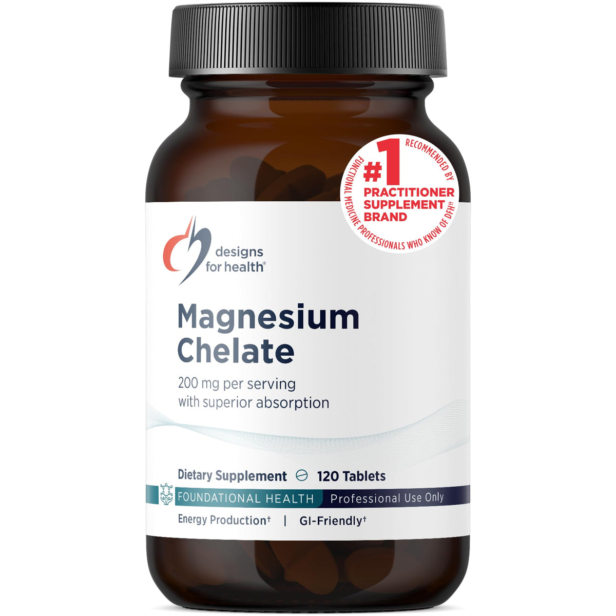 Designs for Health Magnesium Chelate 200mg - 120 Tablets