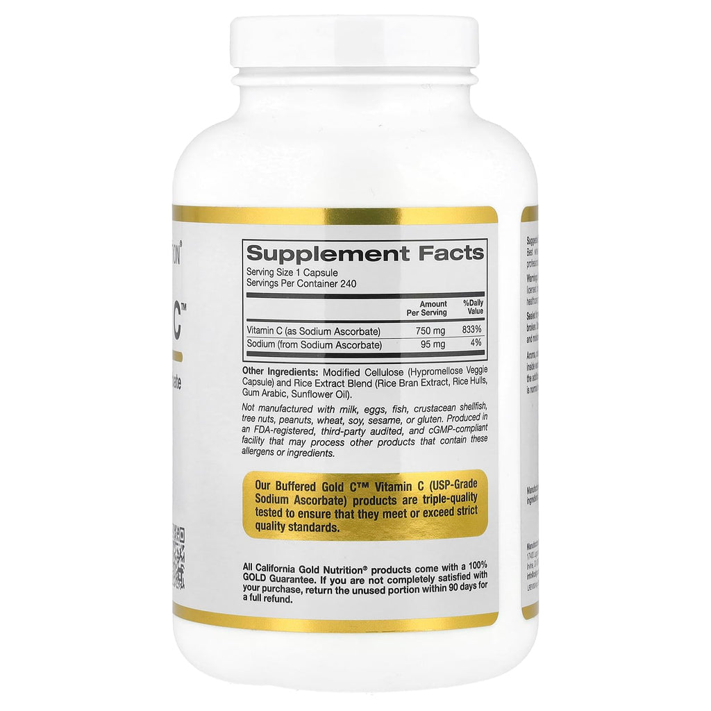 California Gold Nutrition Buffered Gold C Vitamin C - 750 mg - image 2