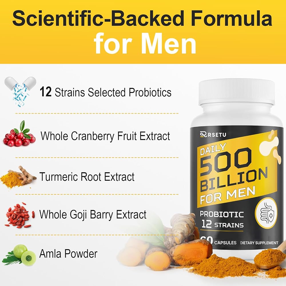 RSETU Probiotics for Men: 500 Billion CFU