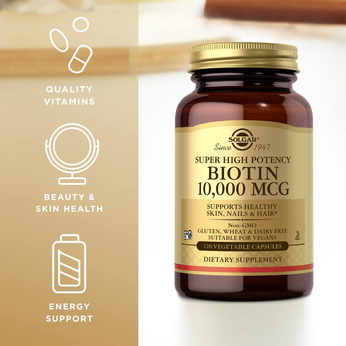 Solgar Super High Potency Biotin 10,000 mcg - 240 Capsules - image 4