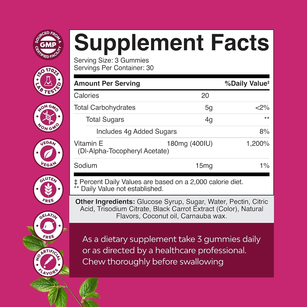 Natures Craft Vitamin E Gummies for Skin Care - 90 Count - image 8