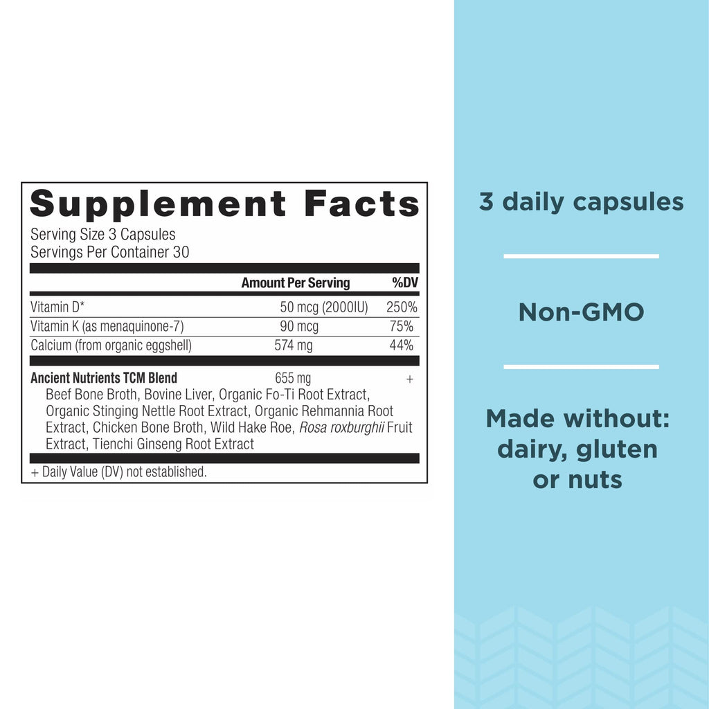 Ancient Nutrition Calcium + Vitamin D + K2 Capsules - 90 Count - image 2