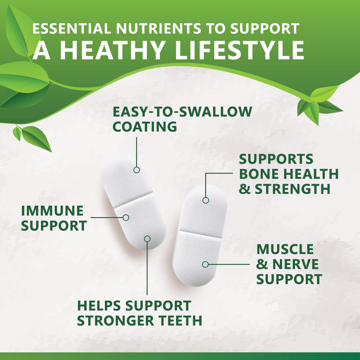 Nature's Nutrition Calcium 1200 mg with Vitamin D3 - Premium Bone