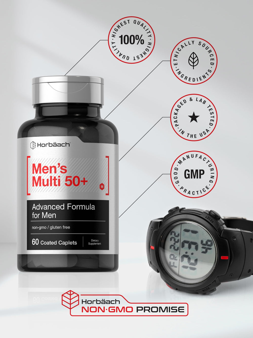 Horbäach Mens Multivitamins 50 Plus - 60 Caplets - image 7
