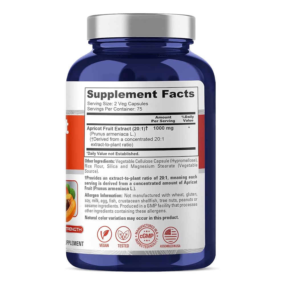 NusaPure Apricot Extract 1000mg Vegan - 150 Vegetarian Capsules - image 2