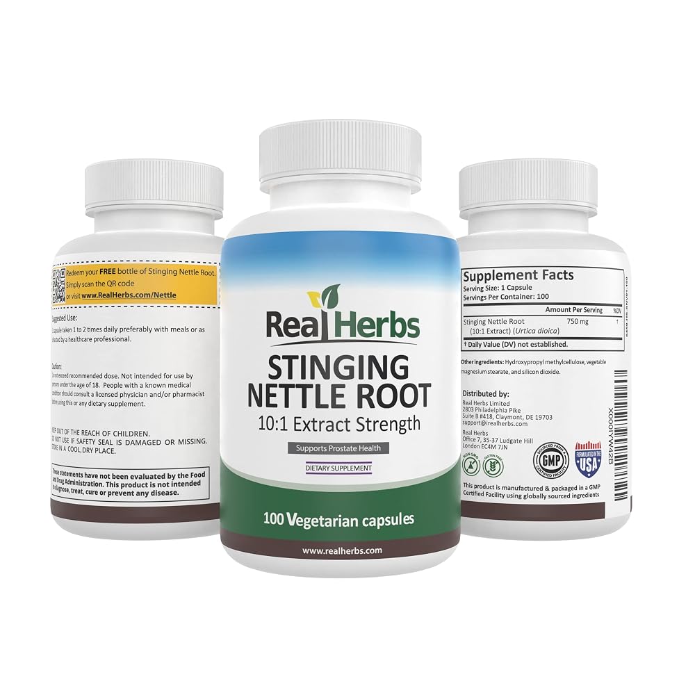 Real Herbs Stinging Nettle Root Extract 750mg - 100 Vegetarian Capsules - image 4