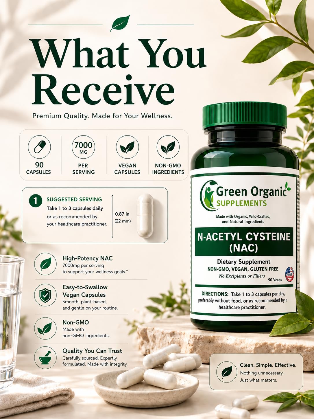 Green Organic Supplements NAC 700mg - 90 Vegan Capsules - image 8