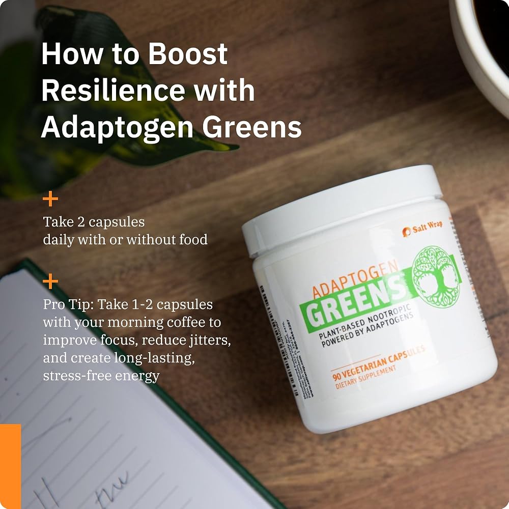 SaltWrap Adaptogen Greens Nootropic Capsules for Stress & Focus - 90 Count - image 5