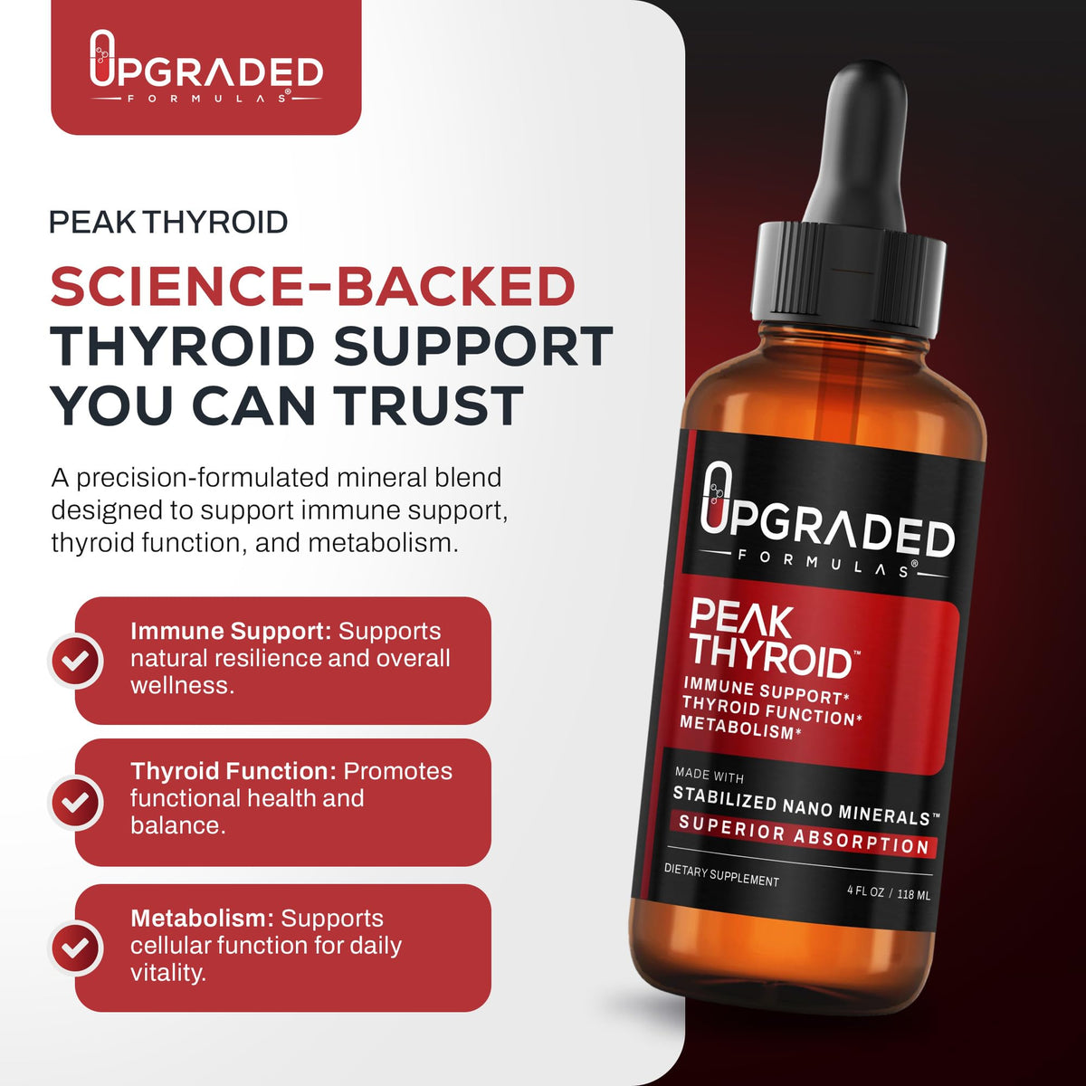 Upgraded Formulas Peak Thyroid Supplement - 4 fl oz - image 2