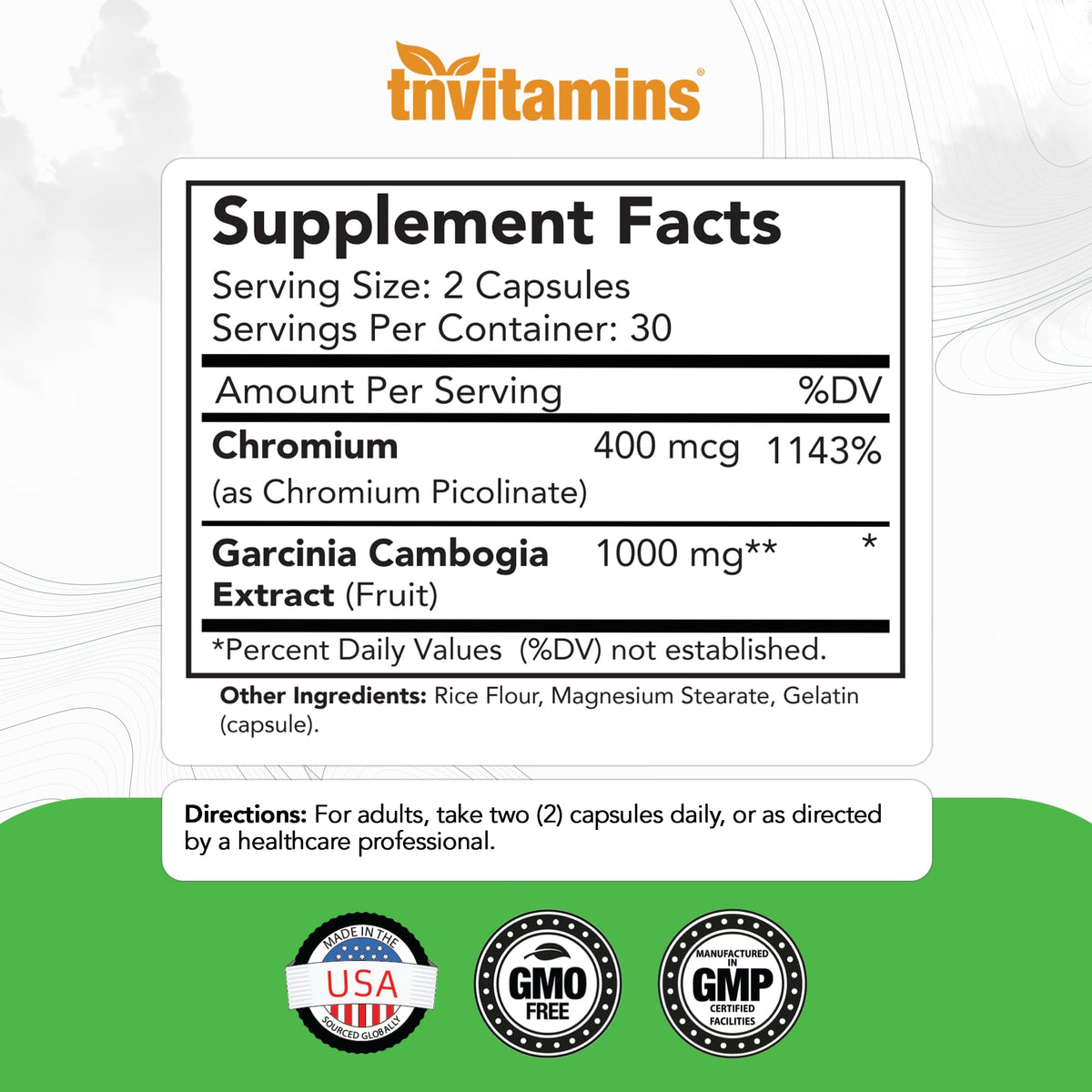 tnvitamins Garcinia Cambogia Extract Appetite Suppressant - 60 Capsules - image 2