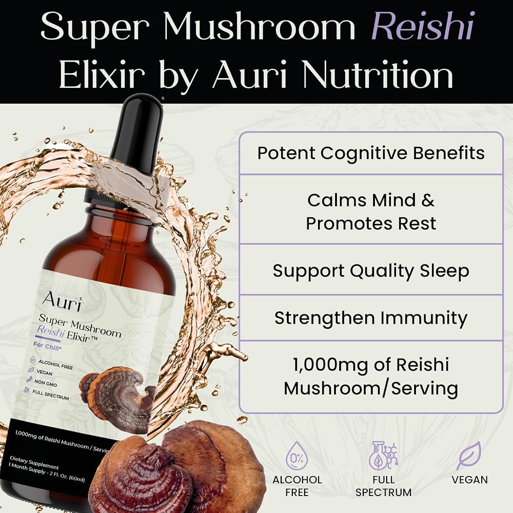 Auri Reishi Super Mushroom Elixir Immune Support - 60ml - image 3