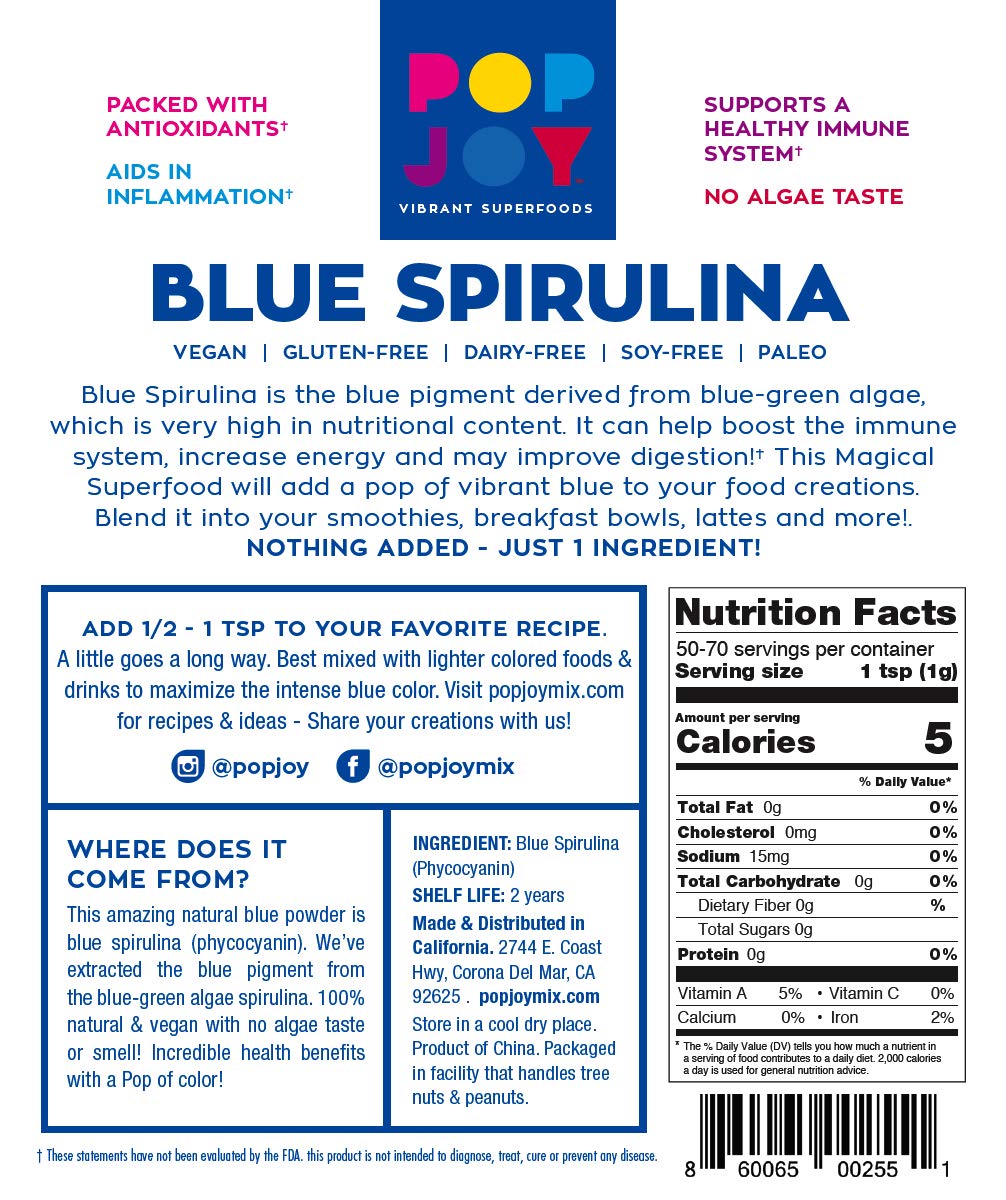 POP JOY Blue Spirulina Powder - 1.76 oz - image 3