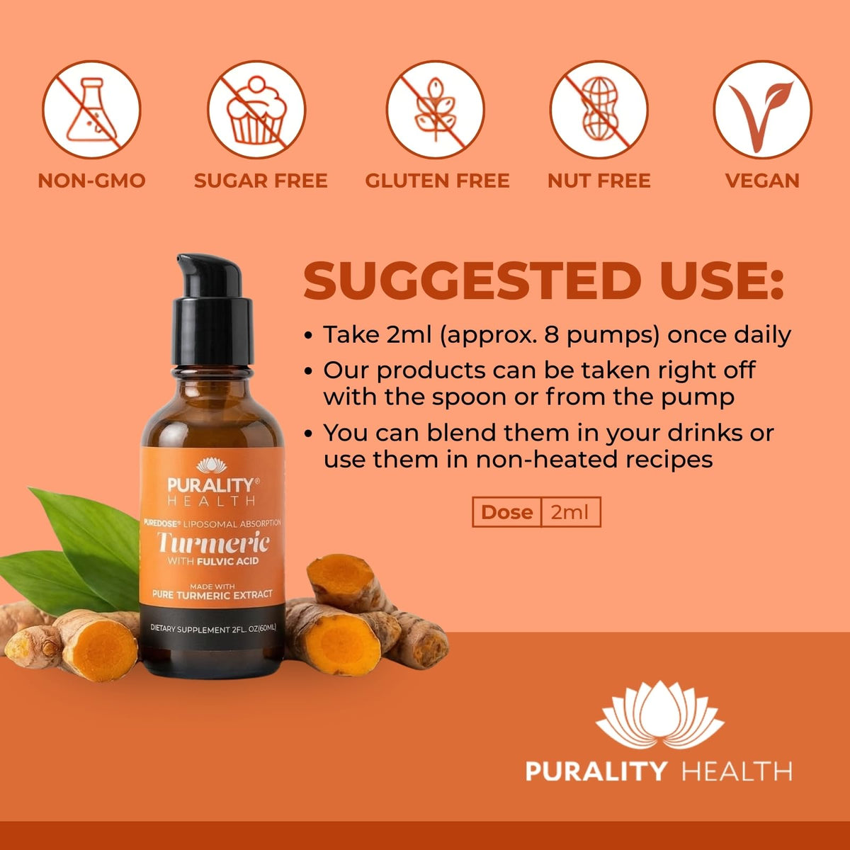 PURALITY HEALTH Liposomal Liquid Turmeric for Joint Health - 2 Fl Oz - image 3