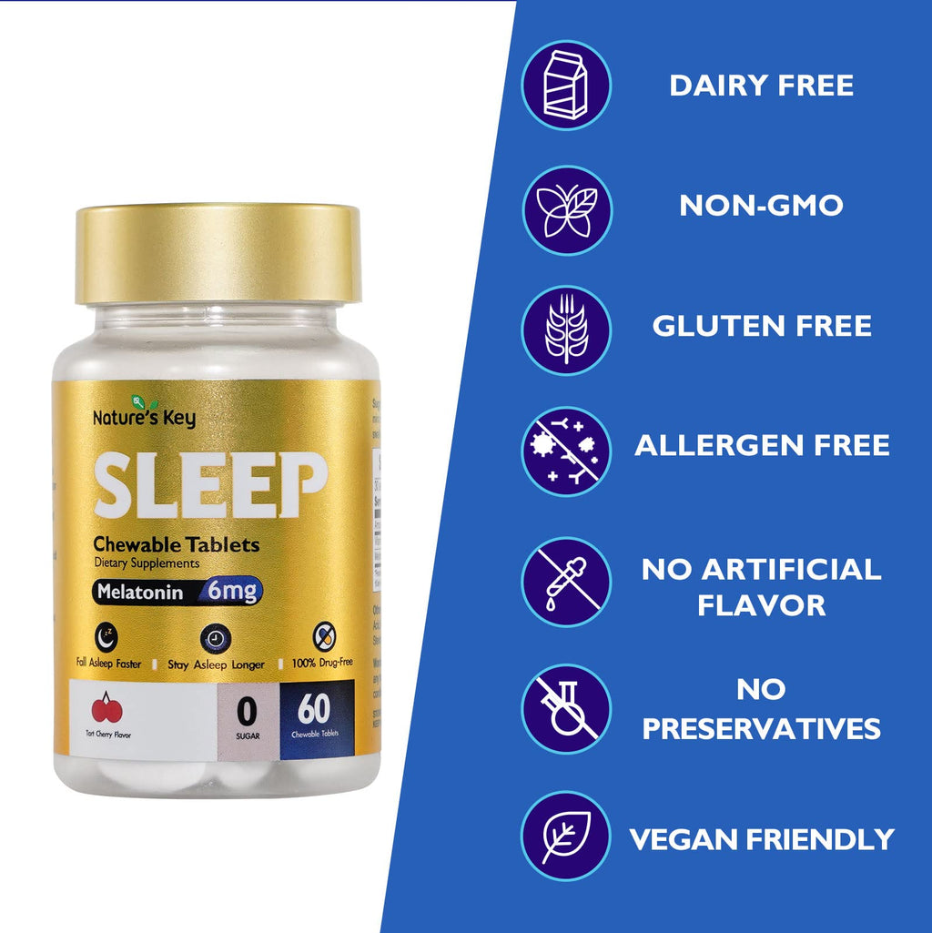 Nature's Key Melatonin 6mg Chewable Tablets for Sleep - 60 Tablets - image 8