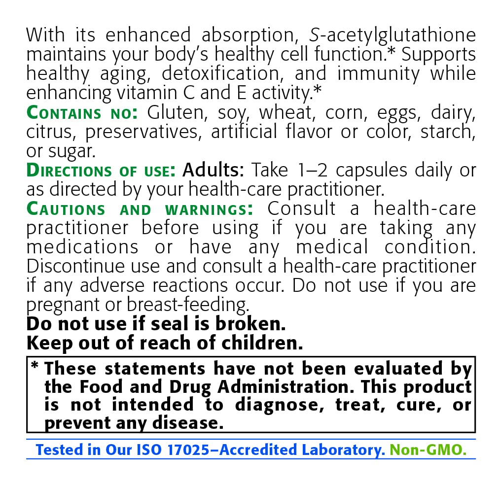 New Roots Herbal S-Acetyl-Glutathione 100mg - 60 Vegetarian Capsules - image 9